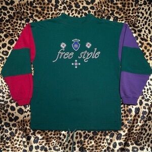 Vintage New Moves Freestyle Color Blocked Kids Crewneck Sweatshirt